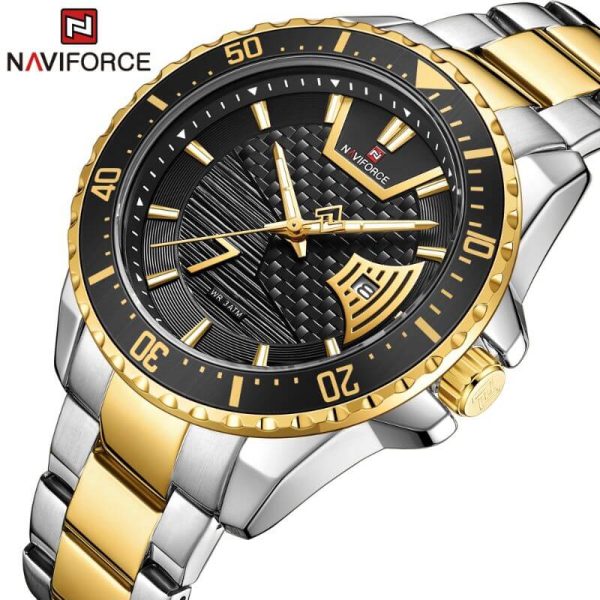 NAVIFORCE NF9191 Men's Classic Stainless Steel Luminous Analog Casual Watch - Golden/Silver