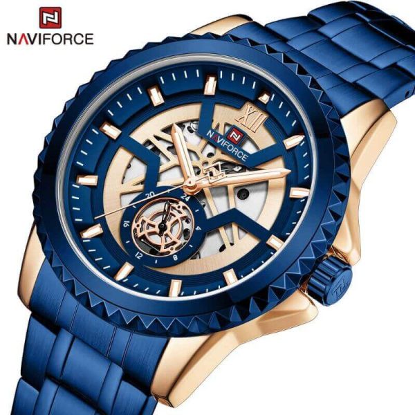 NAVIFORCE NF9186 Multifunction Stainless Steel Analog Wrist Watch For Men - Blue