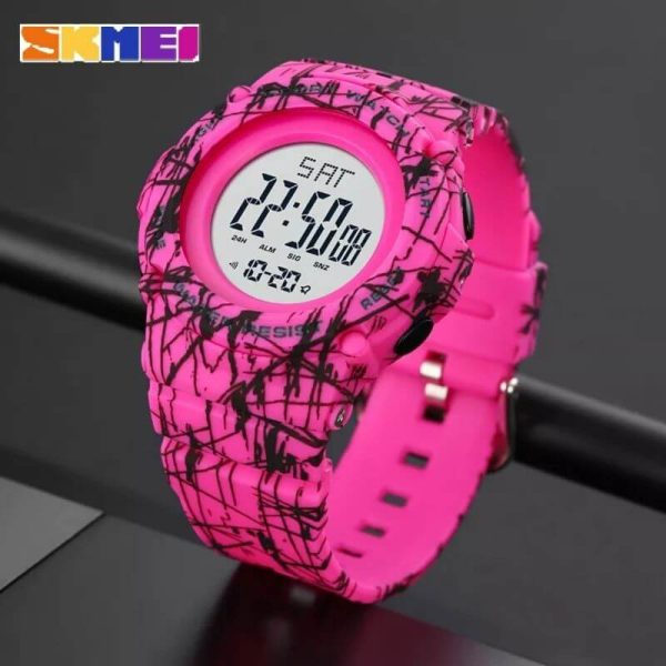 SKMEI 1957 Men's Military Stopwatch Alarm Calendar LED Chronograph Sport Digital Wristwatch - Pink - Image 3