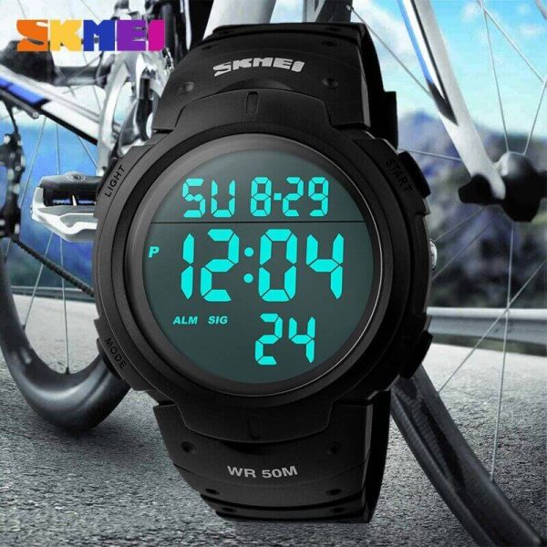 SKMEI 1068 LED Digital Alarm Outdoor Bid Dial Sport Waterproof Watch For Men - Black - Image 2