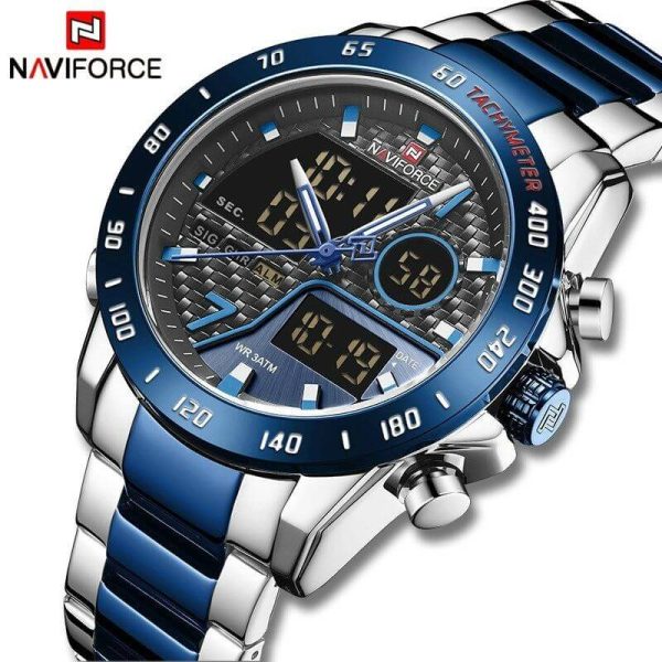 NaviForce NF9171 Dual Movement Digital Analog Function Quartz Watch - Blue