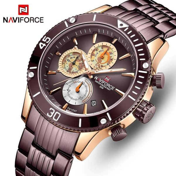 NaviForce NF9173 Business Edition Luxury Chronograph Function Watch - Coffee