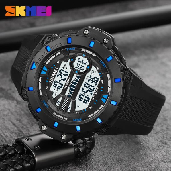 SKMEI 1885 Men's Multifunction Digital Analog EL Light Complete Calendar Sport Watch - Black/Blue - Image 3