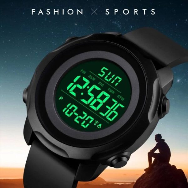 SKMEI 1540 Fashion Men Digital Multifunctional Waterproof Sports Wristwatch - Black - Image 2