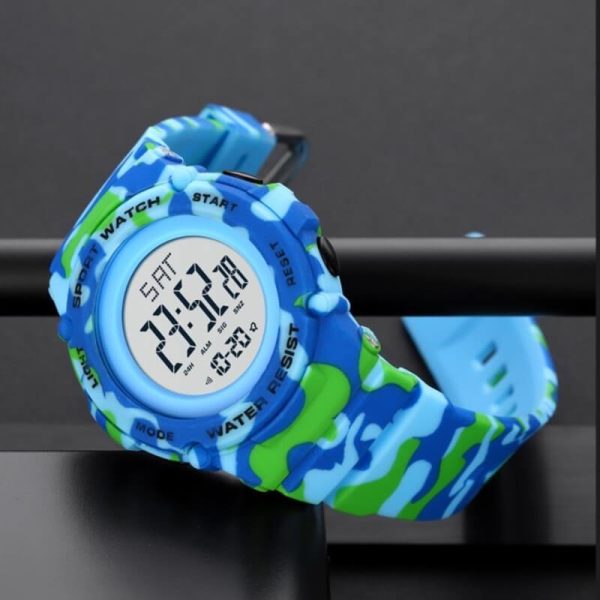 SKMEI 1957 Men's Military Stopwatch Alarm Calendar LED Chronograph Sport Digital Wristwatch - Blue - Image 3