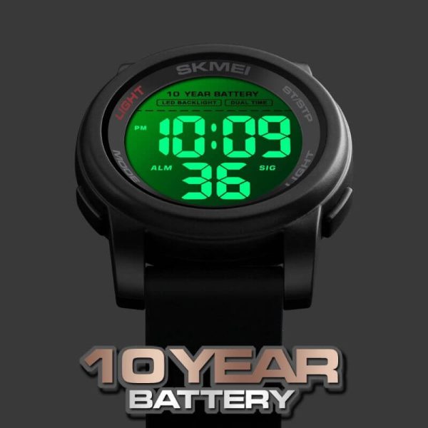 SKMEI 1564 Men's Digital Sport Fashion Backlight Alarm Waterproof Silicone Strap Wrist Watch - Image 2