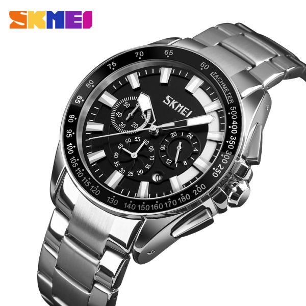 SKMEI 9167 Full Chronograph Stainless Steel Watch For Men - Image 2