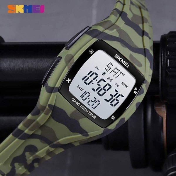 SKMEI 1610 Fashion Electronic Countdown LED Display WristWatch For Men - Green - Image 2