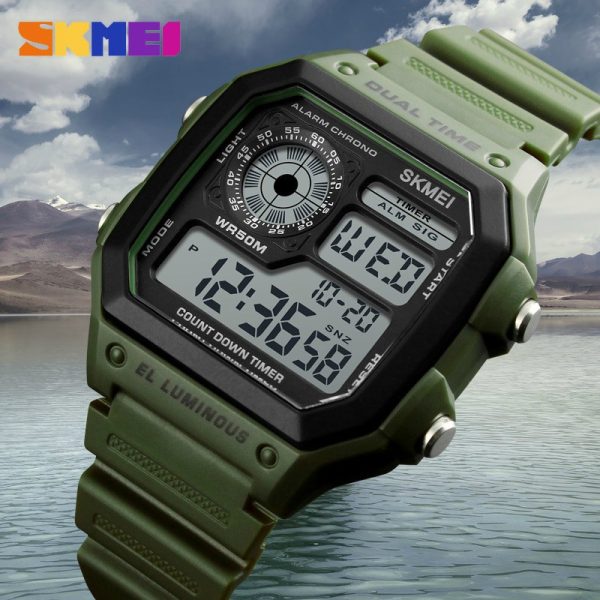 SKMEI 1299 Waterproof Military Sporty Led Digital Watch for Men - Green