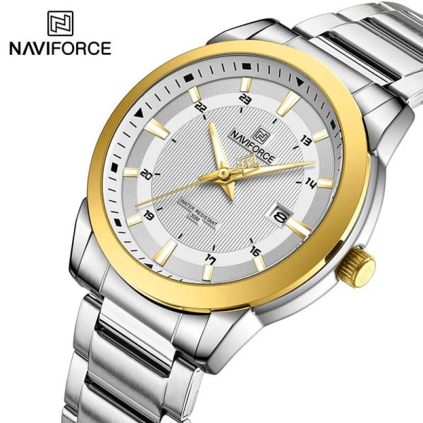 NAVIFORCE NF8029 Business Edition Lumionous Date Display Stainless Steel Watch For Men - Silver/Golden