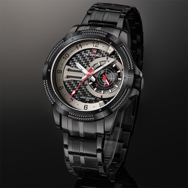 NaviForce NF9206 Luxury Business Edition Stainless Steel Date Display Watch For Men - Black - Image 2