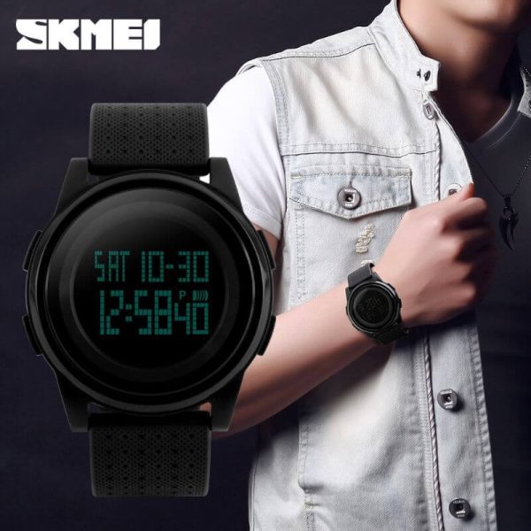 SKMEI 1206 Ultra Slim Sporty Digital Watch Unisex Watch - Black