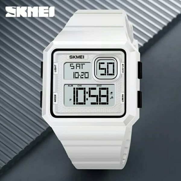 SKMEI 1877 Fashion Outdoor Multifunction Countdown LED Digital Wristwatch For Men - White - Image 2