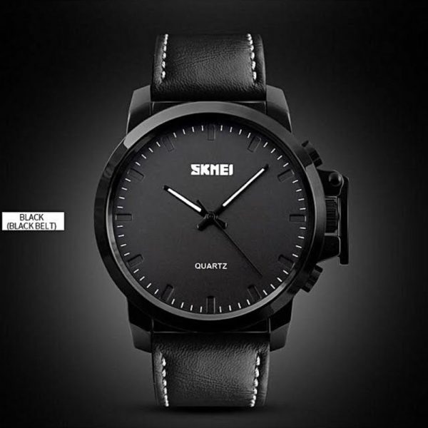 SKMEI 1208 Men's Business Style Simple Large Dial Waterproof Silicone Strap Quartz Watch - Black - Image 2