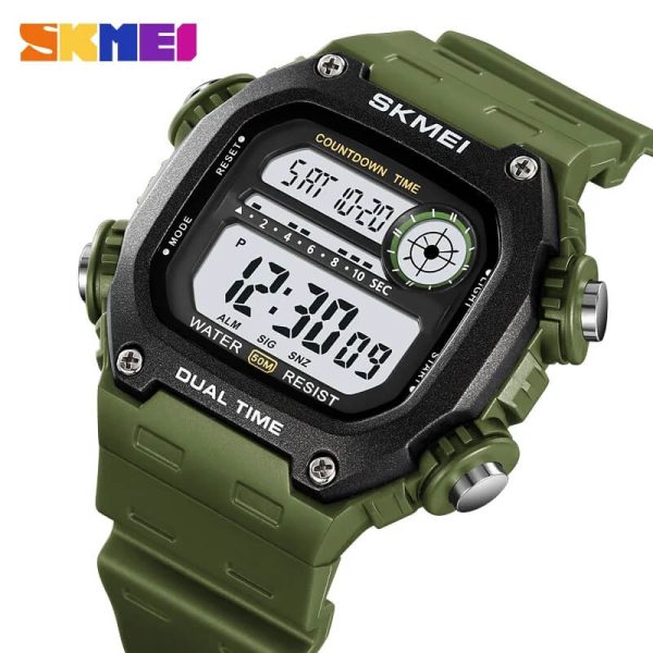 SKMEI 2126 Men's Sports Silicone Strap Alarm Hourly Chime Chronograph Countdown Watch - Green