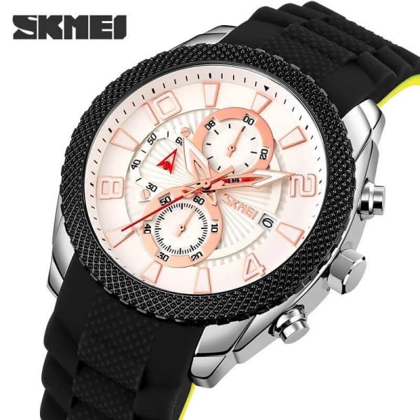 SKMEI 9269 Fashion Casual Sports Quartz Date Display Silicon Strap Watch For Men - Rosegold/Black