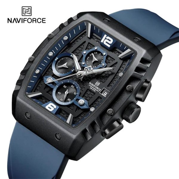 NaviForce NF8025 Fashion Multifunction Barrel Shape Chronograph Watch For Men - Blue