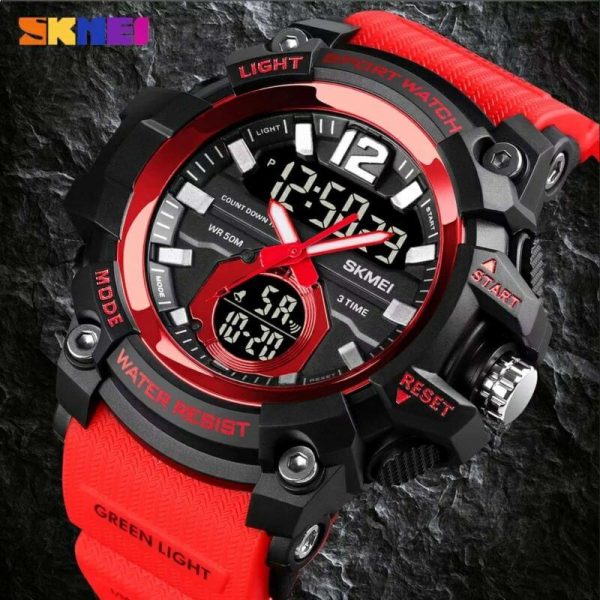 SKMEI 1725 Sport Military LED Digital Multifunction Large Dial Wristwatch For Men - Red - Image 2