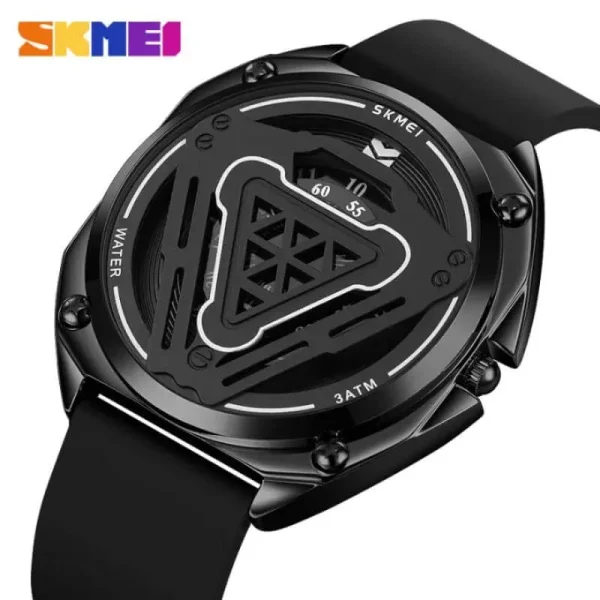 SKMEI 2062 Fashion Stereoscopic Dial Silicone Strap Creative Pointer Watch For Men - Black