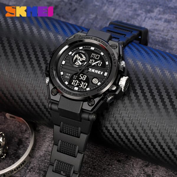 SKMEI 2031 Men's Multifunction Chrono Digital Analog Movement Back Light Sport Watch - Black - Image 2