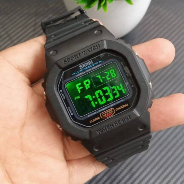 SKMEI 1554 Men's Digital Waterproof LED Light Date Alarm Countdown Wristwatch - Black - Image 2