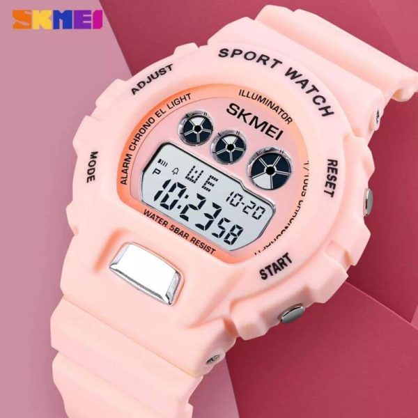 SKMEI 1775 Unisex Fashion Digital Luminous Display Chronograph Waterproof Sport Watch - Pink - Image 2