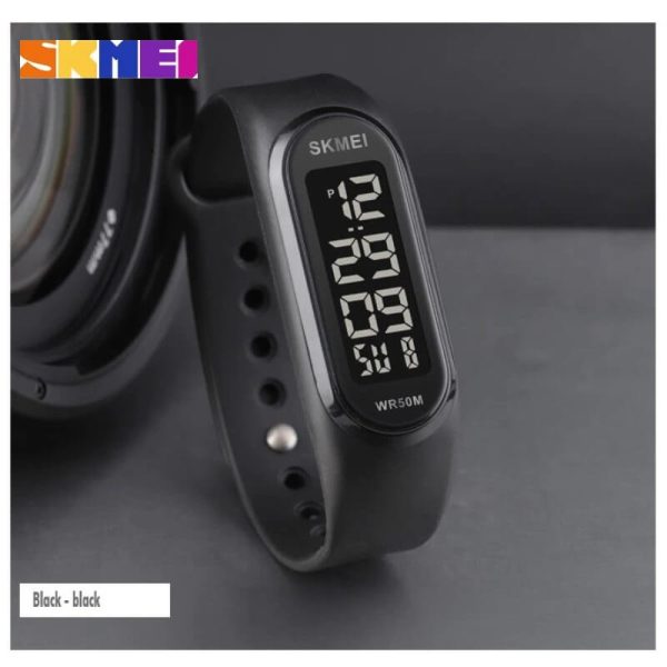 SKMEI 1666 Fashion Multifunction Unisex Digital Sport Resin Band Watch - Black - Image 2