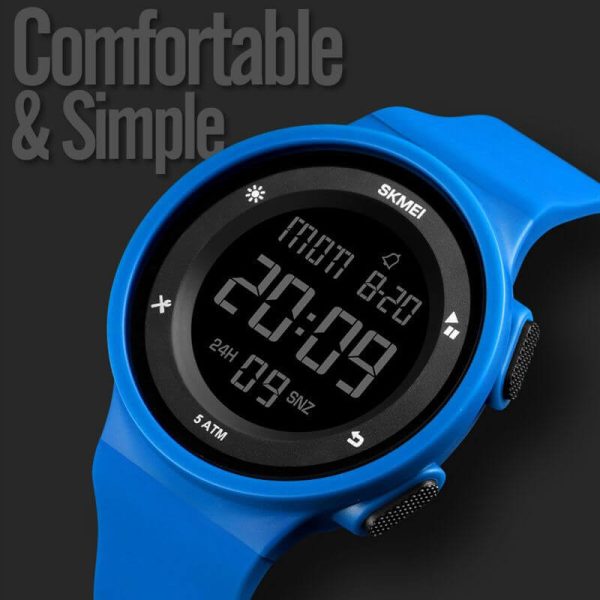 SKMEI 1445 Countdown Electronic Silicone LED Digital Sport Unisex Watch - Blue - Image 2