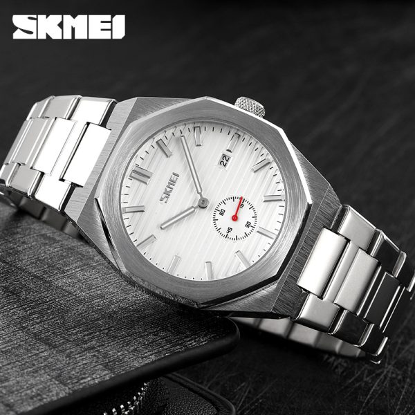 SKMEI 9262 Men's Classic Stainless Steel Luminous Date Display Quartz  Watch - Silver - Image 2