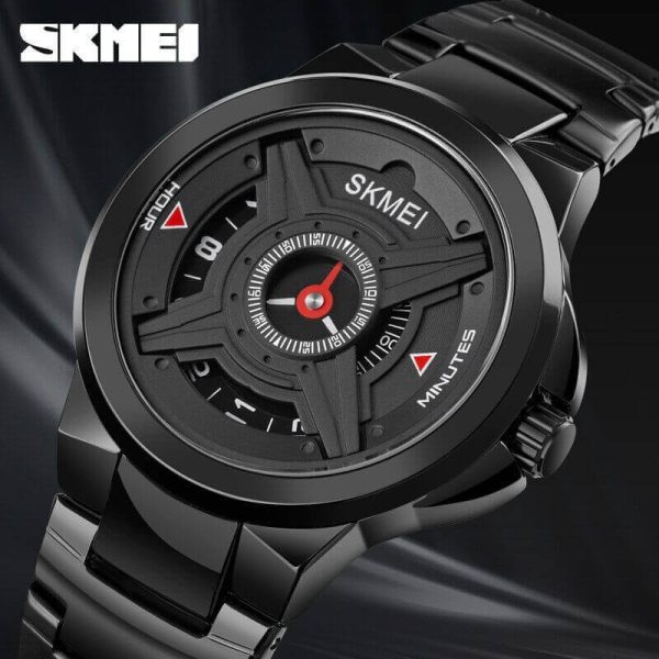 SKMEI 1699 Men's Fashion Stainless Steel Waterproof Quartz Wristwatch-Black - Image 2