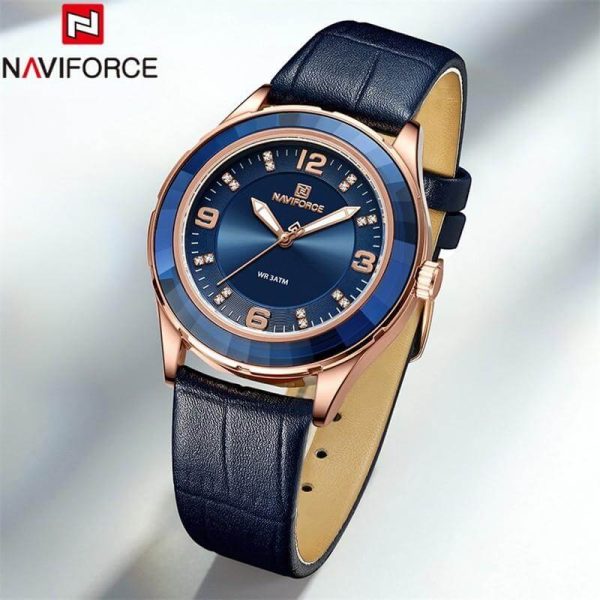 NaviForce NF5040 Women's Elegant Simple Analog Luminous Leather Strap Watch - Blue - Image 2