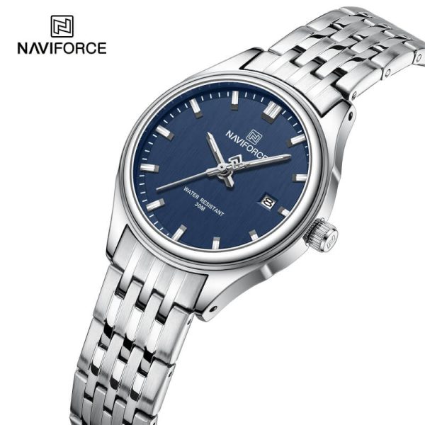 NaviForce NF8039 Simple Business Fashion Quartz Date Display Stainless Steel Watch For Women - Blue/Silver