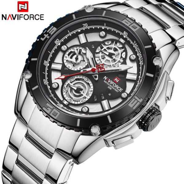 NAVIFORCE  NF9179 Luxury Brand Full Stainless Steel Watch For Men - Black/Silver