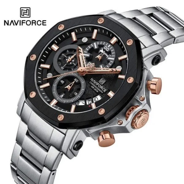 NaviForce NF8065 Business Fashion Chronograph Multifunctional Luminous Stainless Steel Watch For Men - Silver/Rosegold