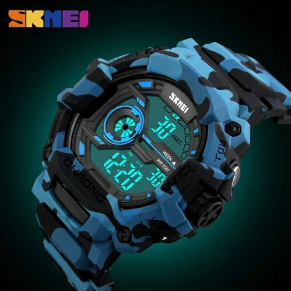 SKMEI 1233-Multifunction Chronograph LED Digital Waterproof Sports Watch For Men - Blue - Image 3