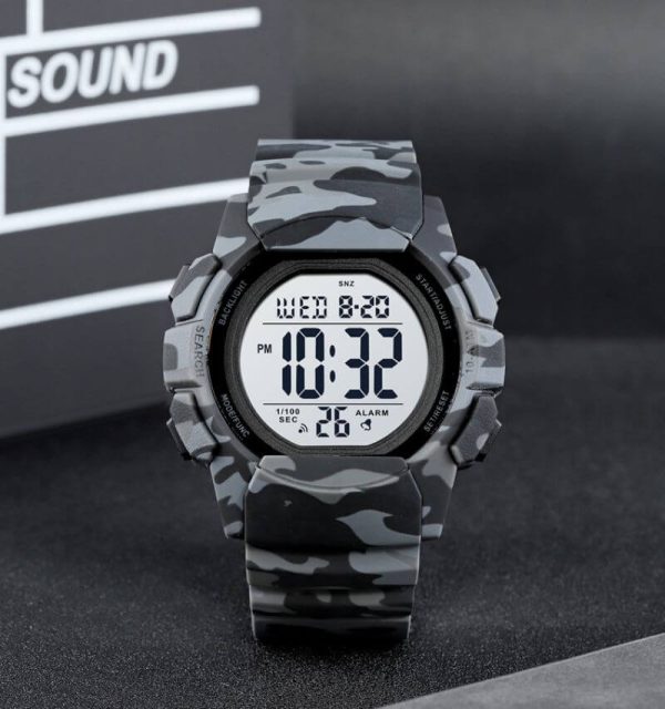 SKMEI 1771 LED Light Display Electronic Military Countdown Sport Watch For Men - Grey - Image 2