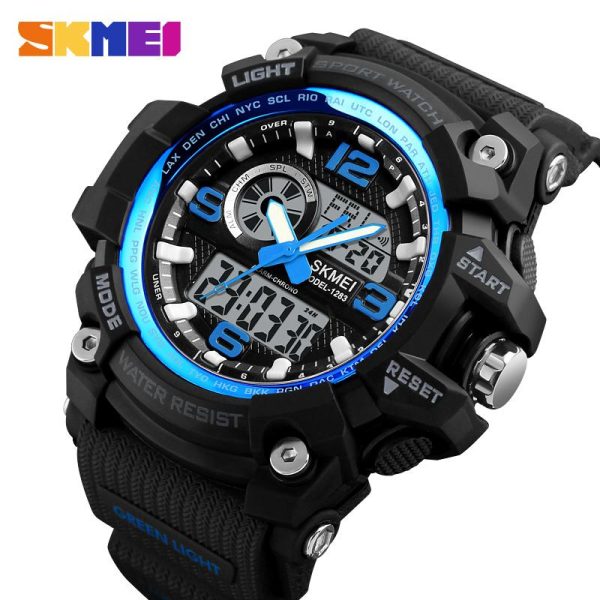 SKMEI 1283 Men Sports Fashion Dual Display  Chronograph Waterproof Digital Wristwatch - Black/Blue