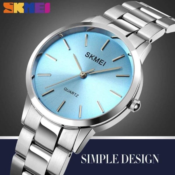 SKMEI 1695 Women's Top Luxury Stainless Steel Quartz Movement Watch - Silver/Blue - Image 2