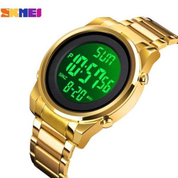 SKMEI 1611 Dual Time Digital Chrono Stainless Steel Waterproof Watch for Men - Golden