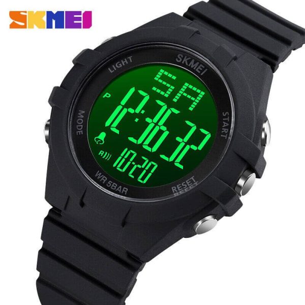 SKMEI 1715  Men's Digital Stopwatch LED Light Week Date Indicator Wristwatch - Black