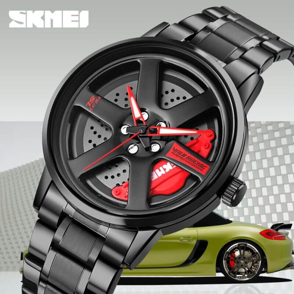 SKMEI 1787 Men's Analog New Fashion Stainless Steel Waterproof Watch - Black/Red - Image 2