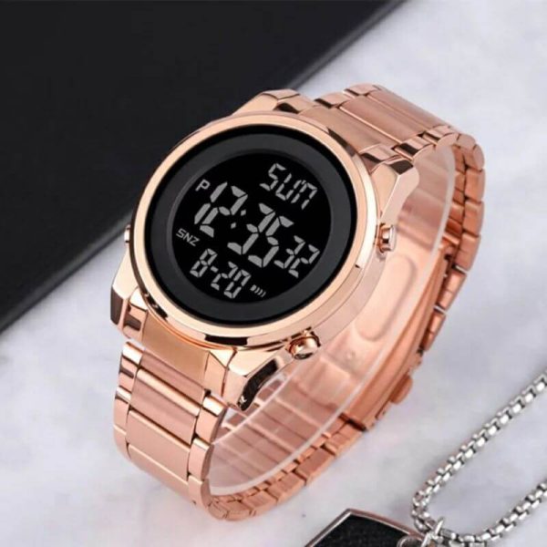 SKMEI 1611 Dual Time Digital Chrono Stainless Steel Waterproof Watch for Men - RoseGold - Image 3