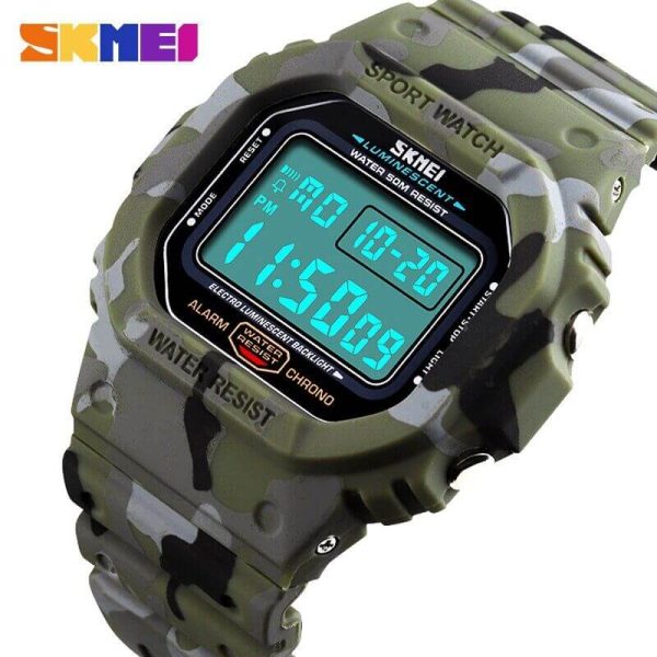 SKMEI 1471 New Men's Sport Digital Backlight Alarm Week Outdoor Waterproof Wrist watch - Green