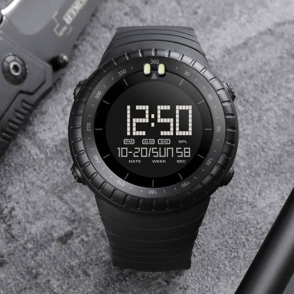 SKMEI 1992 Digital LED Display Sport 50M Waterproof Dual Display Watch For Men -  Black - Image 3