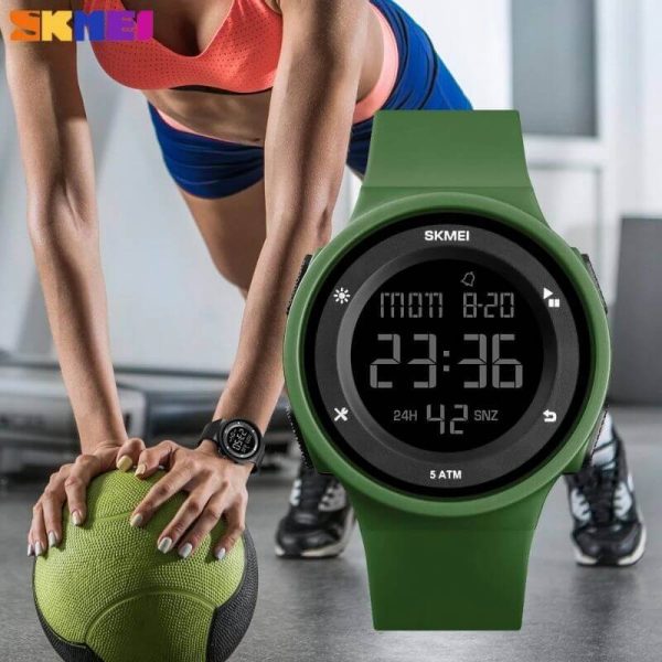 SKMEI 1445 Countdown Electronic Silicone LED Digital Sport Unisex Watch - Green - Image 2