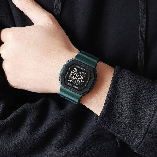 SKMEI 1988 Fashion Military Sports Back Light Digital Countdown Watch For Men -  Dark Green - Image 2