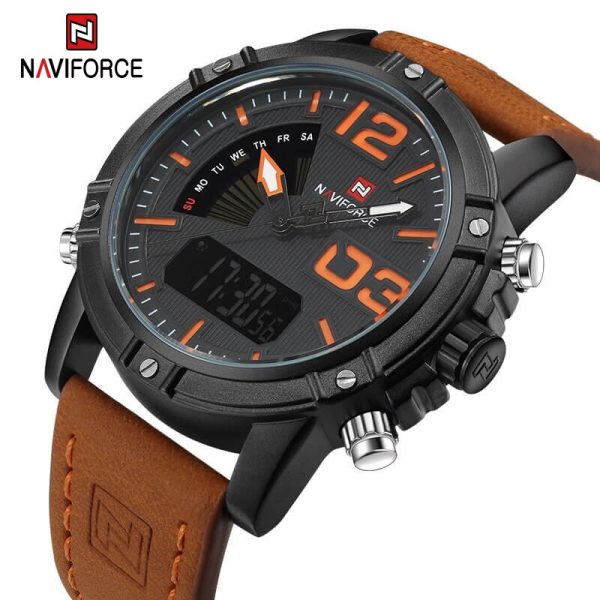 NaviForce NF9095 Double Time Analog/Digital Watch – Black/Orange