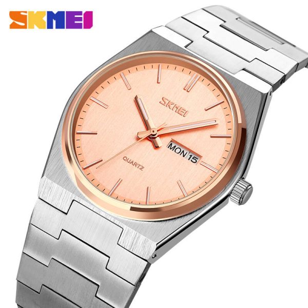 SKMEI 9288 Business Day Date Display Casual Stainless Steel Quartz Watch For Men - Rosegold/Silver