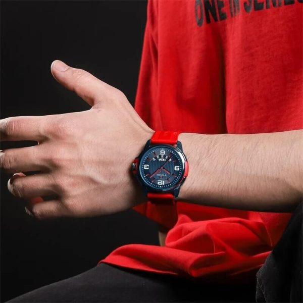 NaviForce NF9215 Men's Business Novel Dial Day Date Display Silicone Strap Watch - Blue/Red - Image 2