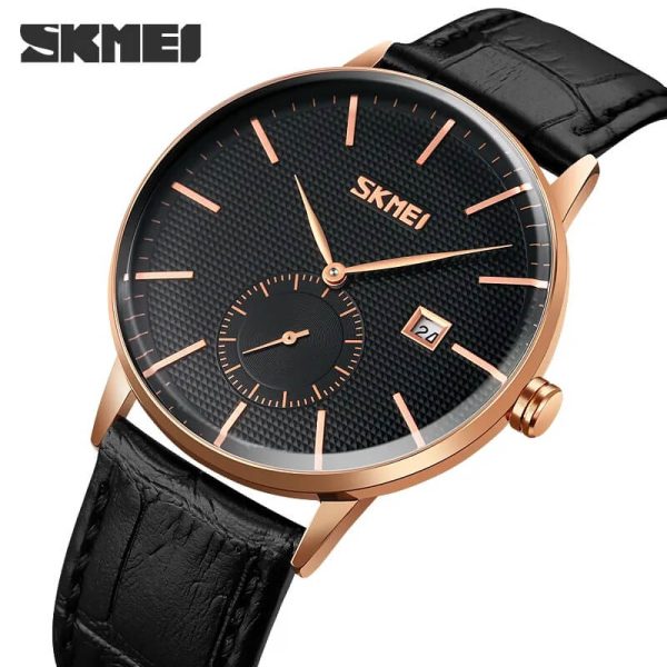 SKMEI 9273 Men's Watch Japan Quartz Movement Date Time Sports Wristwatch - Black